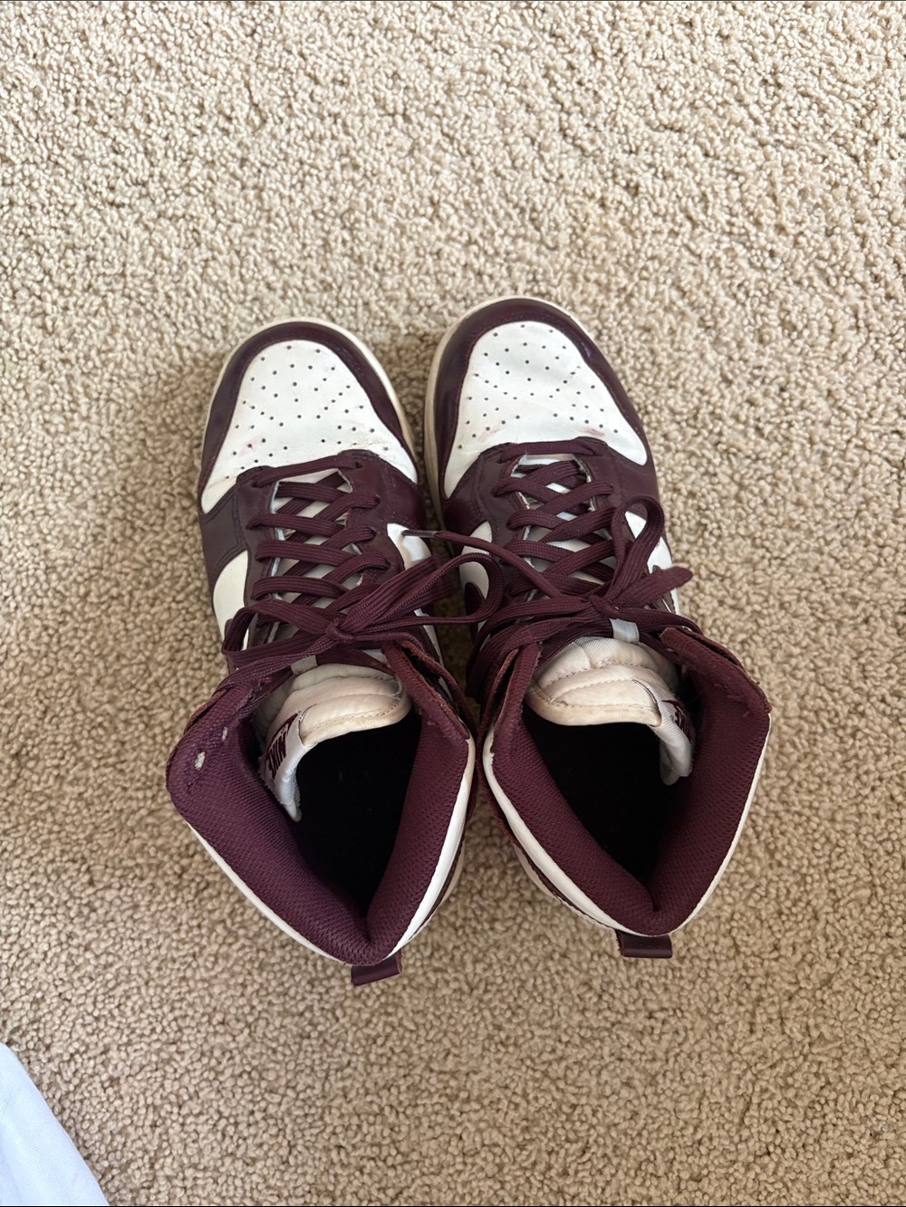 Nike Women's Maroon and White High-Top Sneakers